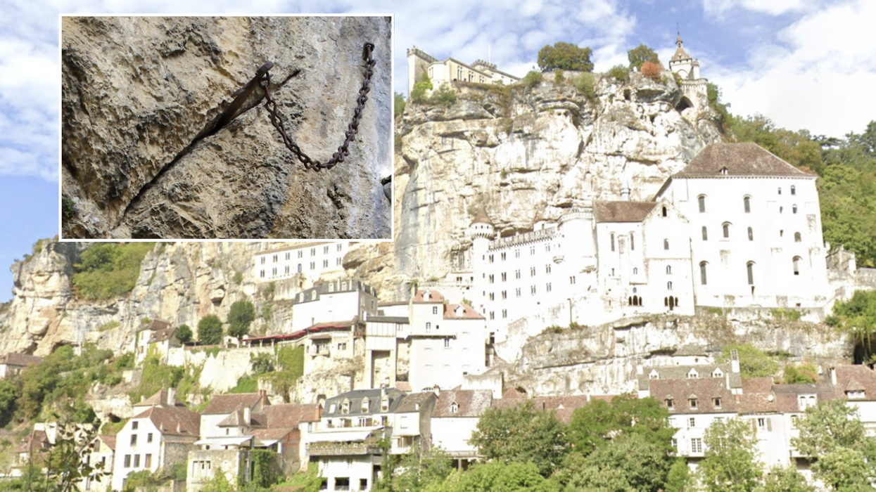 The sword was embedded in the cliffside