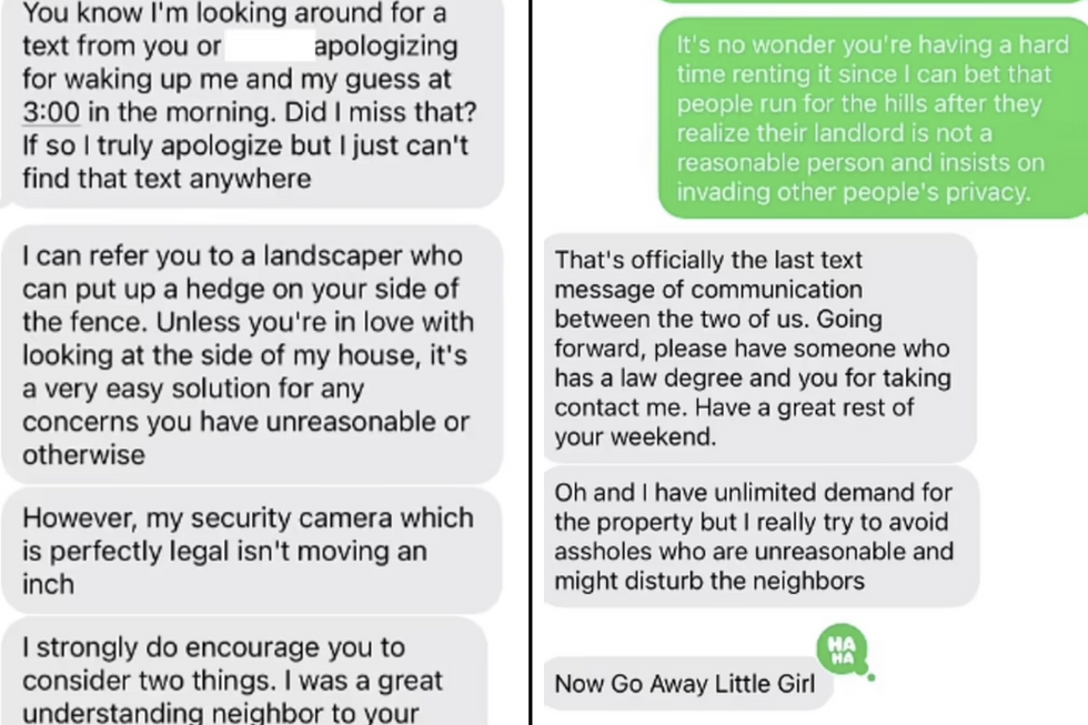 The text conversations between the two