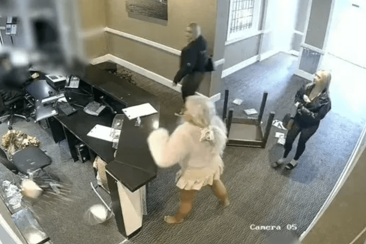 The thugs smashed up the reception