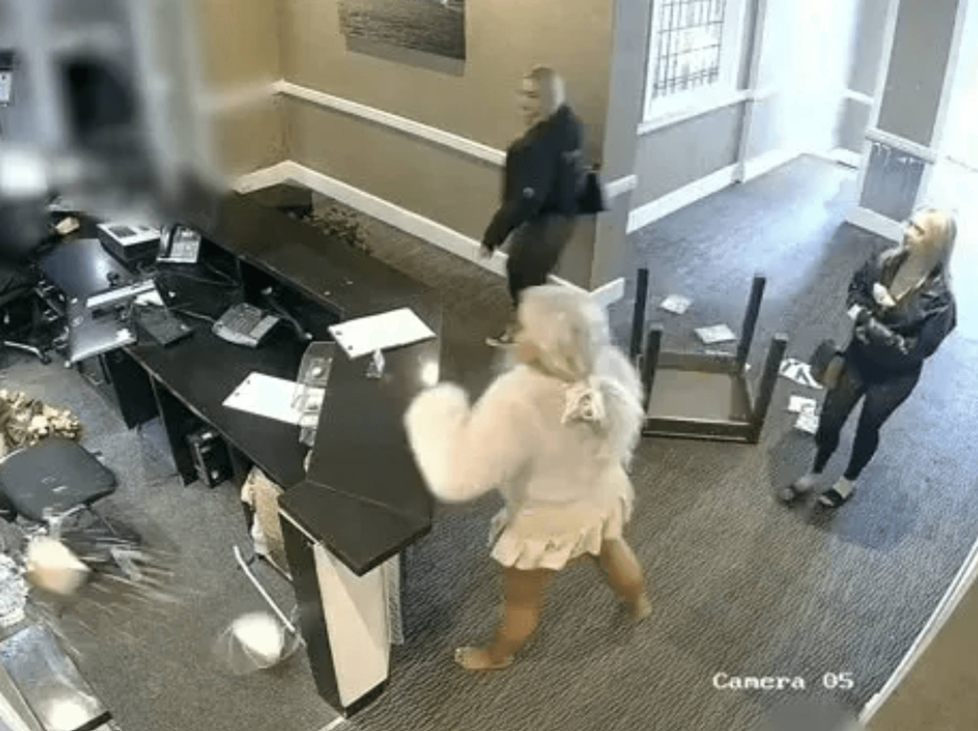 The thugs smashed up the reception