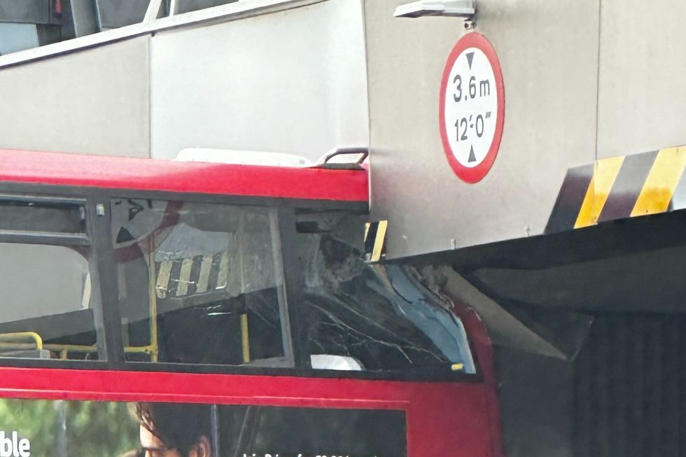 The top of the bus was crushed
