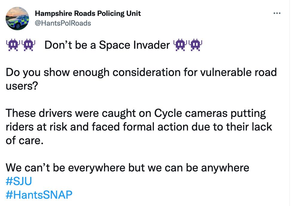 The tweet from Hampshire Roads Policing Unit