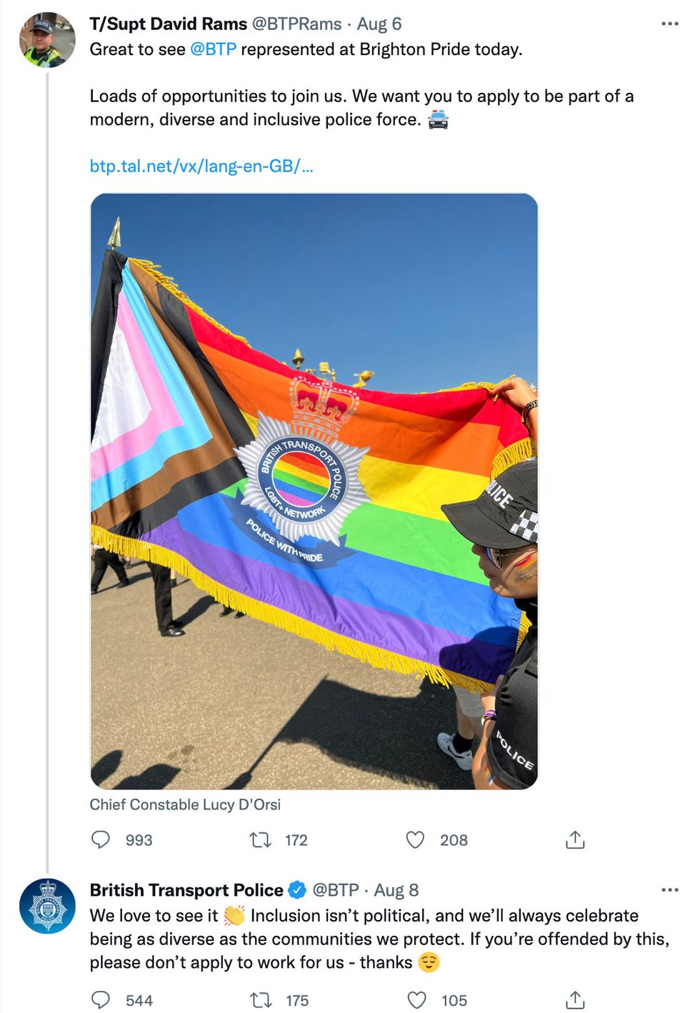 The tweet sparked backlash