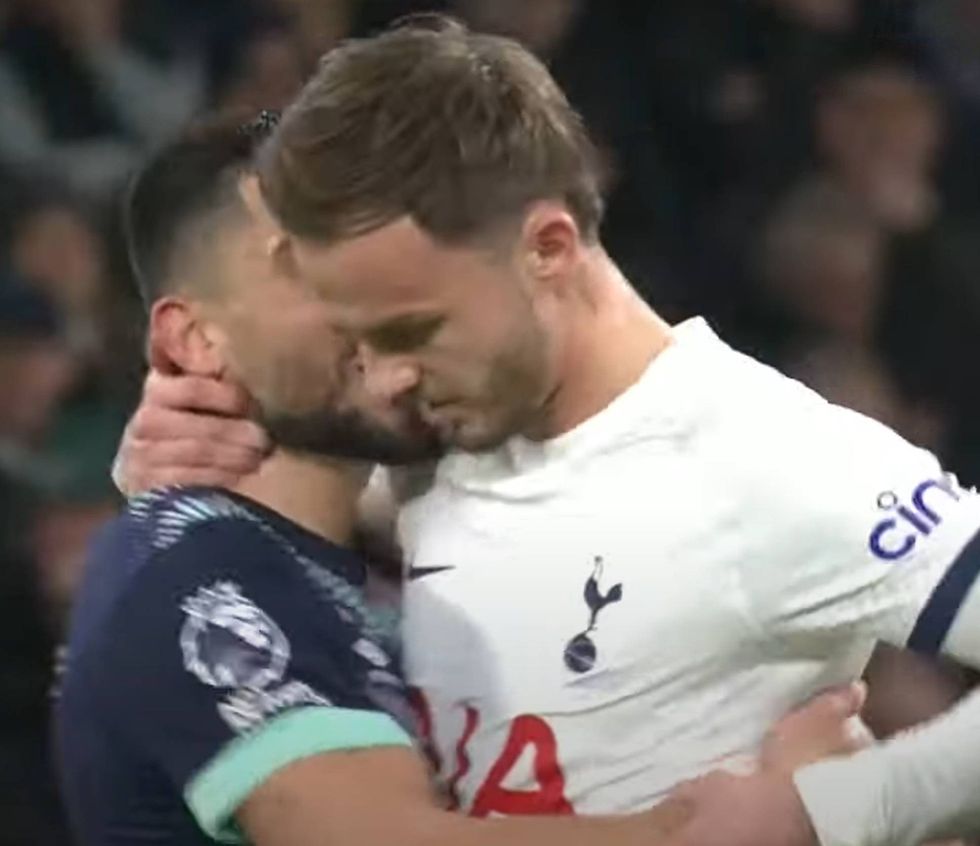 The two players clashed after Neal Maupay's celebration
