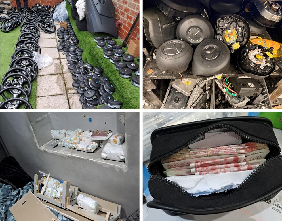 The \u200bCity of London Police uncovered hundreds of counterfeit airbags and \u00a3140,000 in cash