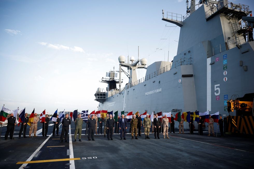 The \u200bdrill has been mocked as pictures show \u201cmore flags than soldiers\u201d