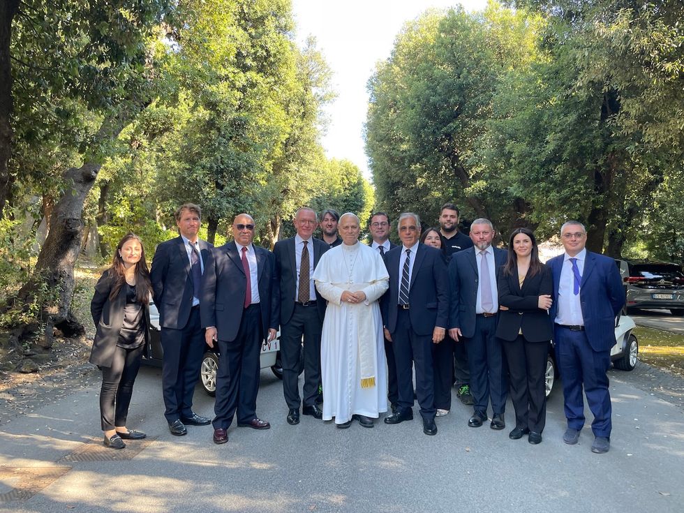 The \u200bExelentia team met with Pope Leo XIV to personally deliver the electric vehicles