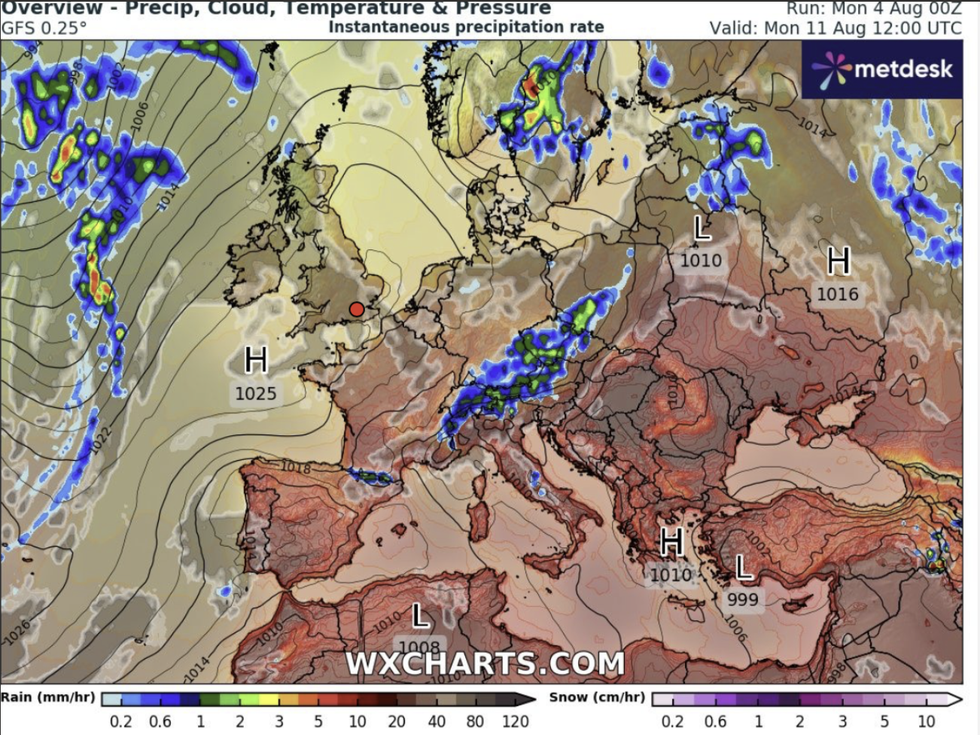 The UK weather map overview on August 11