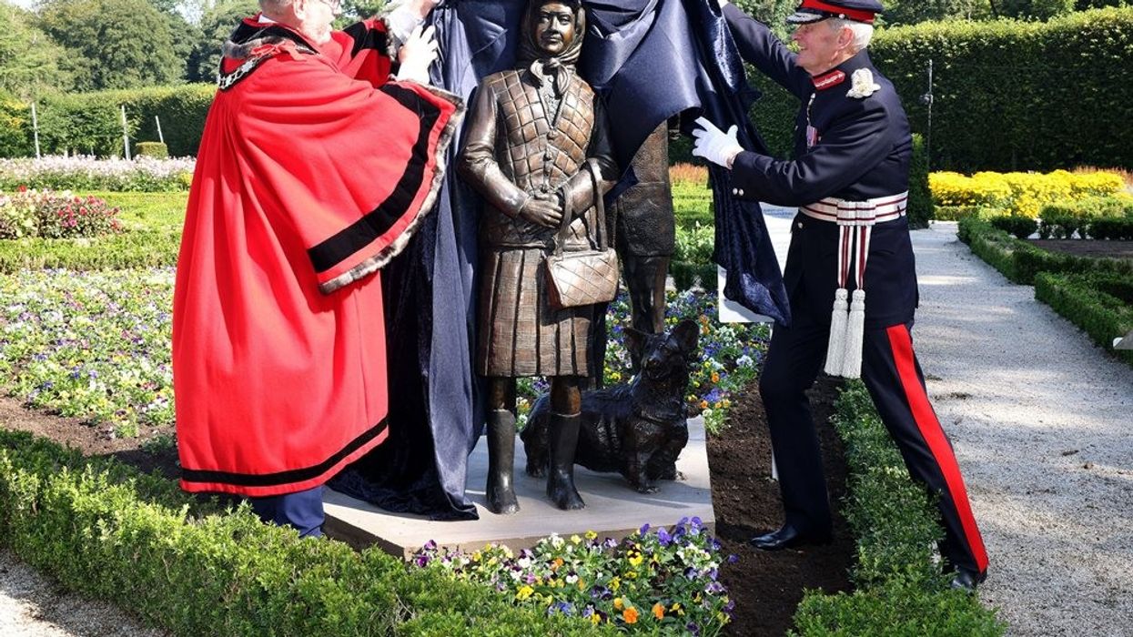 The unveiling of a new statue, created by artist Anto Brennan, to commemorate Queen Elizabeth II and installed in Antrim Castle Gardens