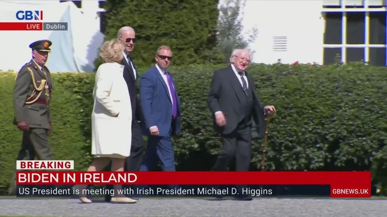 Joe Biden upstaged by Irish President's dog during landmark visit in hilarious moment