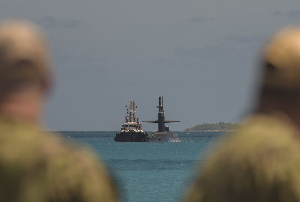 The USS West Virginia conducts a port visit at Diego Garcia in 2019