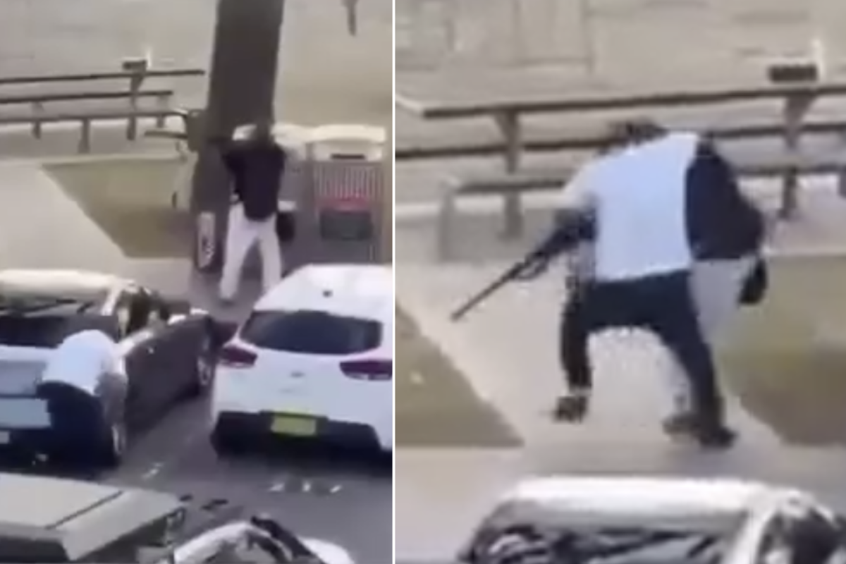 The video captured the remarkable moment a man wrestled a gun off a shooter