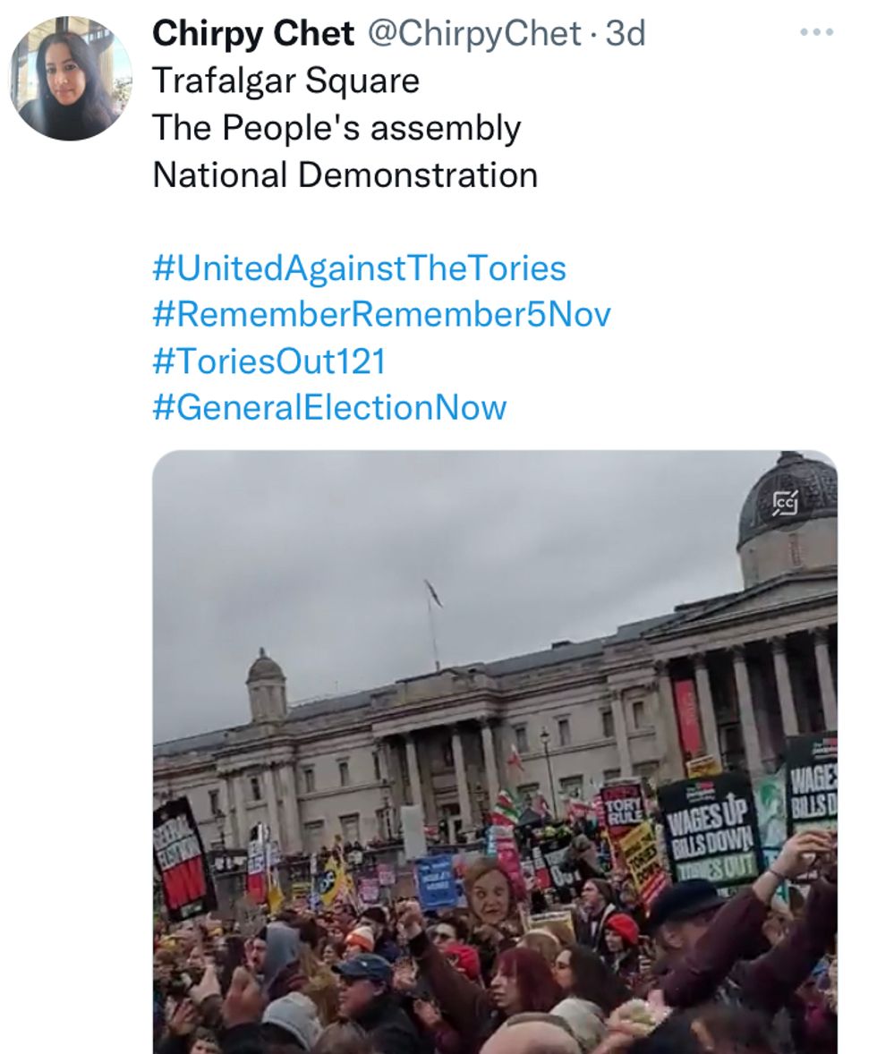 The video was uploaded to social media by anti-Tory activist Chirpy Chet