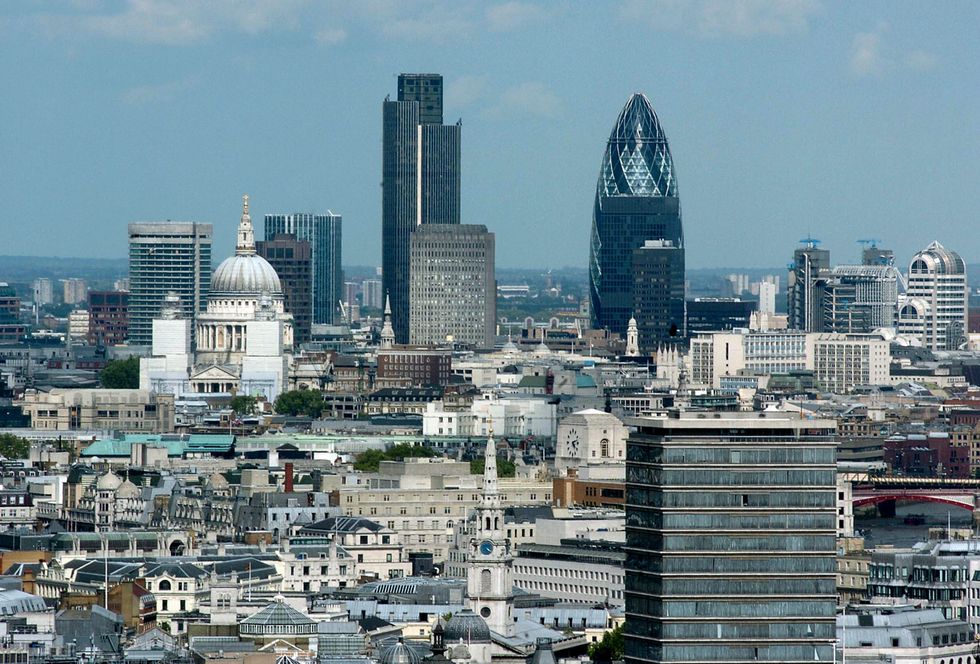The view of the London skyline from Windows Bar in central London