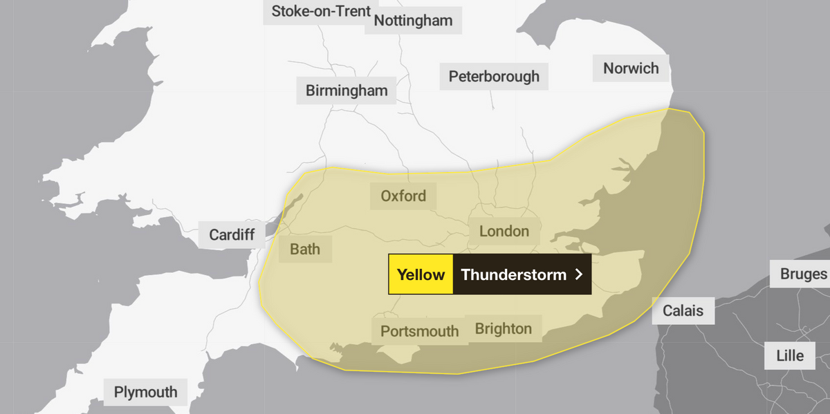 NextImg:Met Office issues urgent yellow thunderstorm warning as 'sudden flooding' alert looms