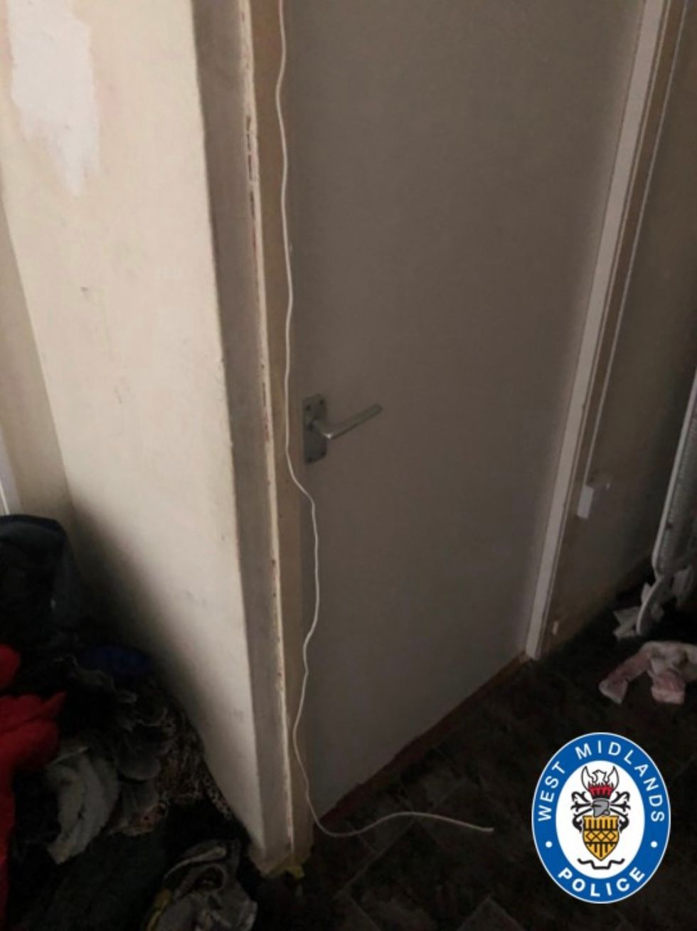 The wire used to lock the bedroom door.