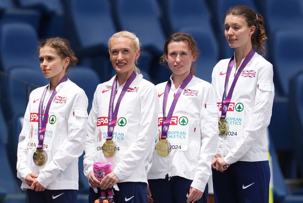 The women's half marathon team also won gold