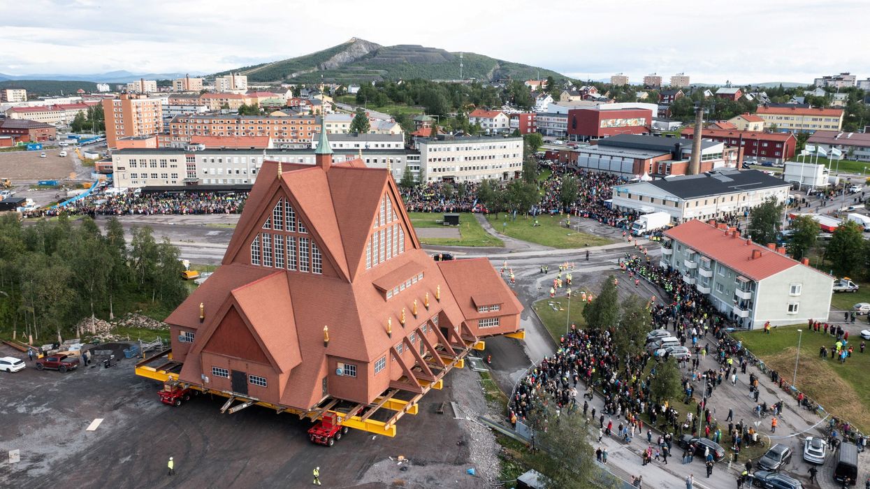 PICTURED: Centuries-old church weighing 672 TONNES moved 5km in stunning relocation project