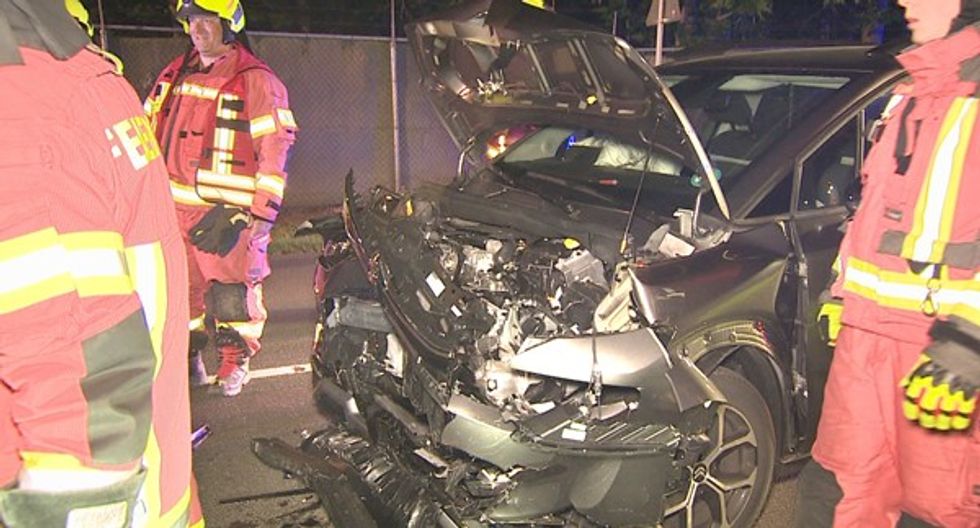 The wrecked car
