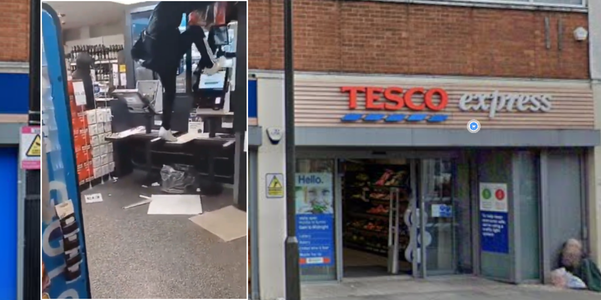 Tesco store raided by thieves who smashed ceiling and climbed over tills to steal tobacco