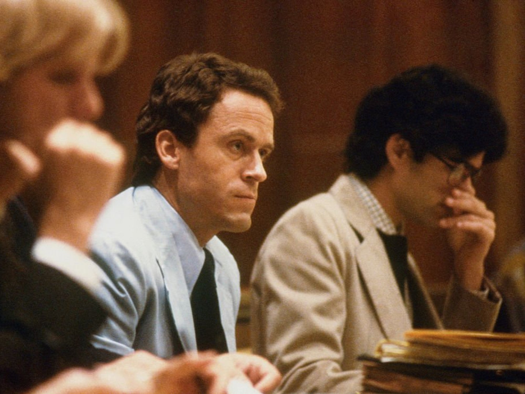 Theodore Bundy, seated in court,