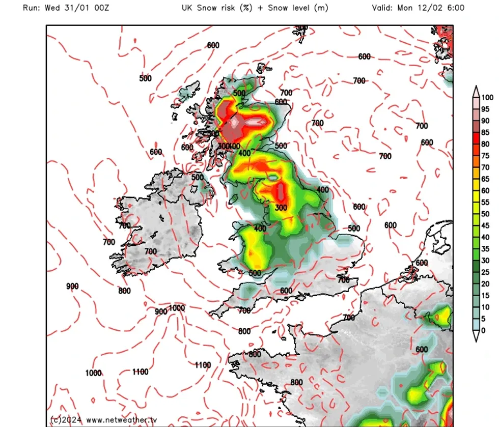 There is an increased snow risk across the UK, Netweather has warned