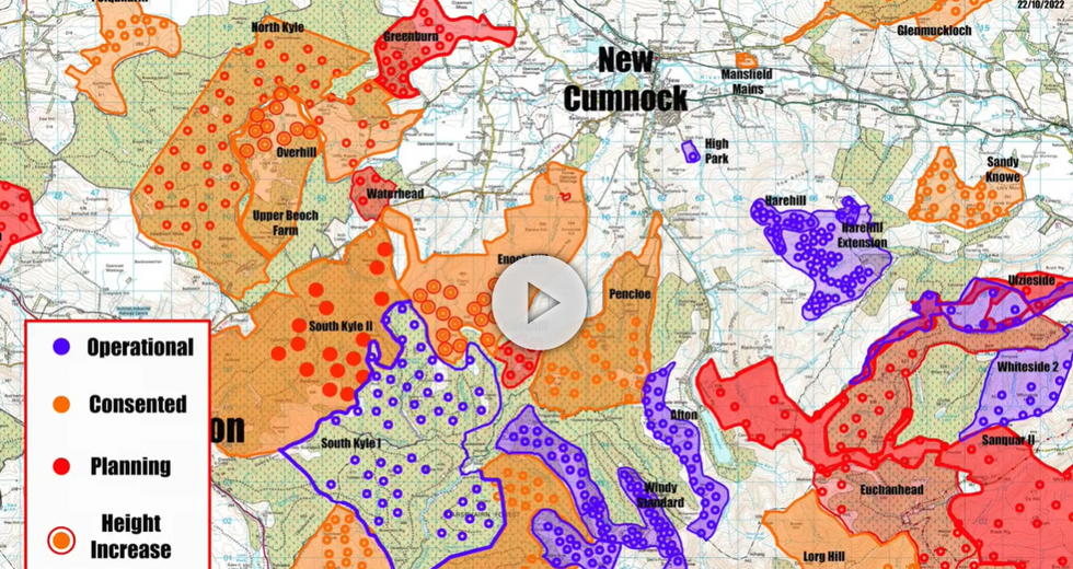 This map, shared by New Cumnock Wind Farms group, shows the combination of operational, consented and planned wind farms