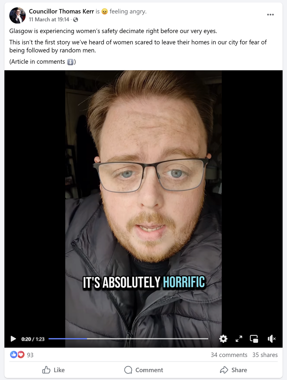 Thomas Kerr Facebook video