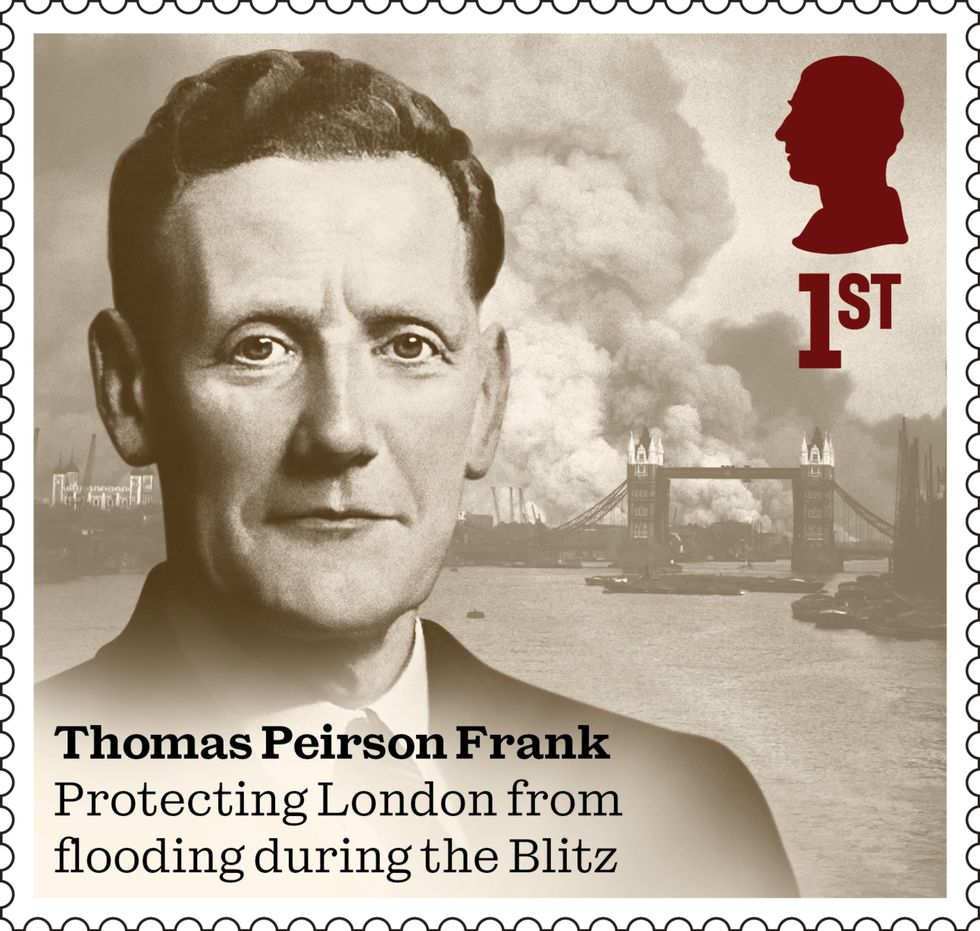 Thomas Peirson Frank on one of 10 stamps that honour men and women who made extraordinary contributions during the Second World War to mark the 80th anniversary of VE Day\u200b