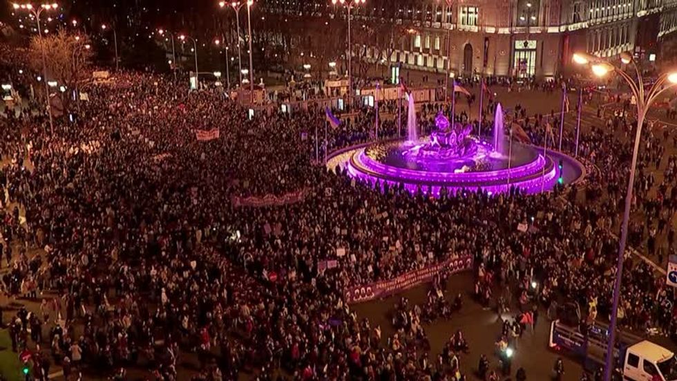 Thousands marching against gender inequality in Spain