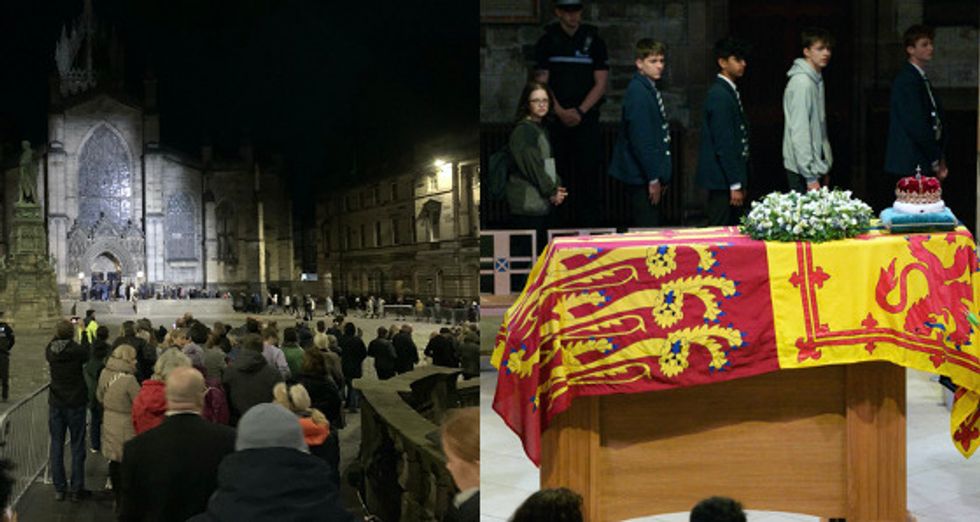 Thousands of mourners queued overnight to see Queen Elizabeth II's coffin in Edinburgh