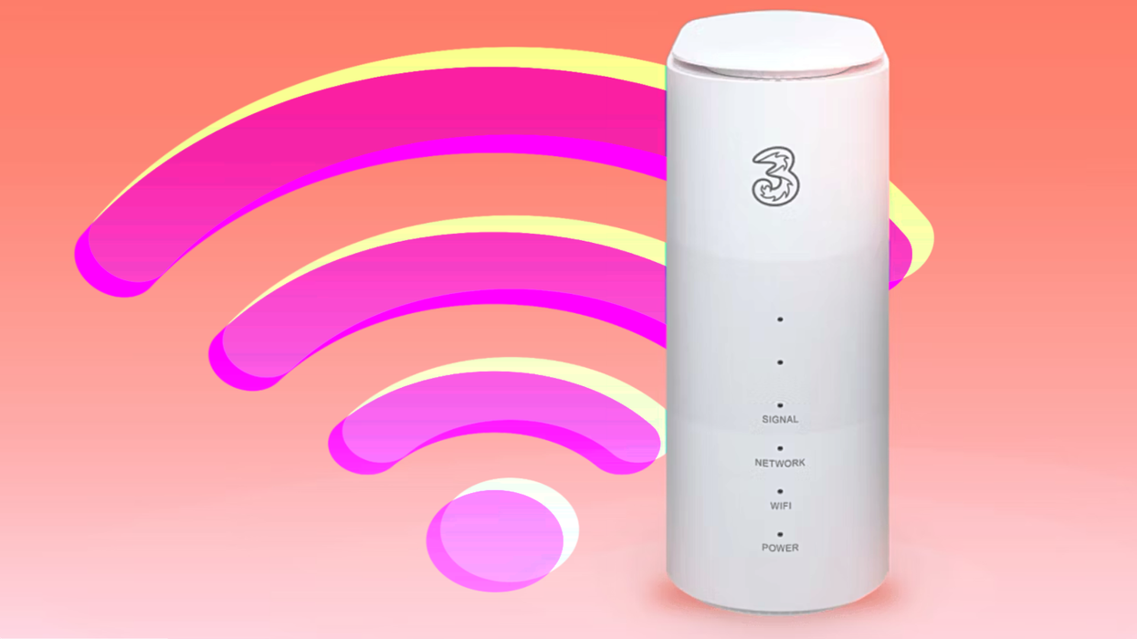 three 5g broadband router with the wifi symbol in the background