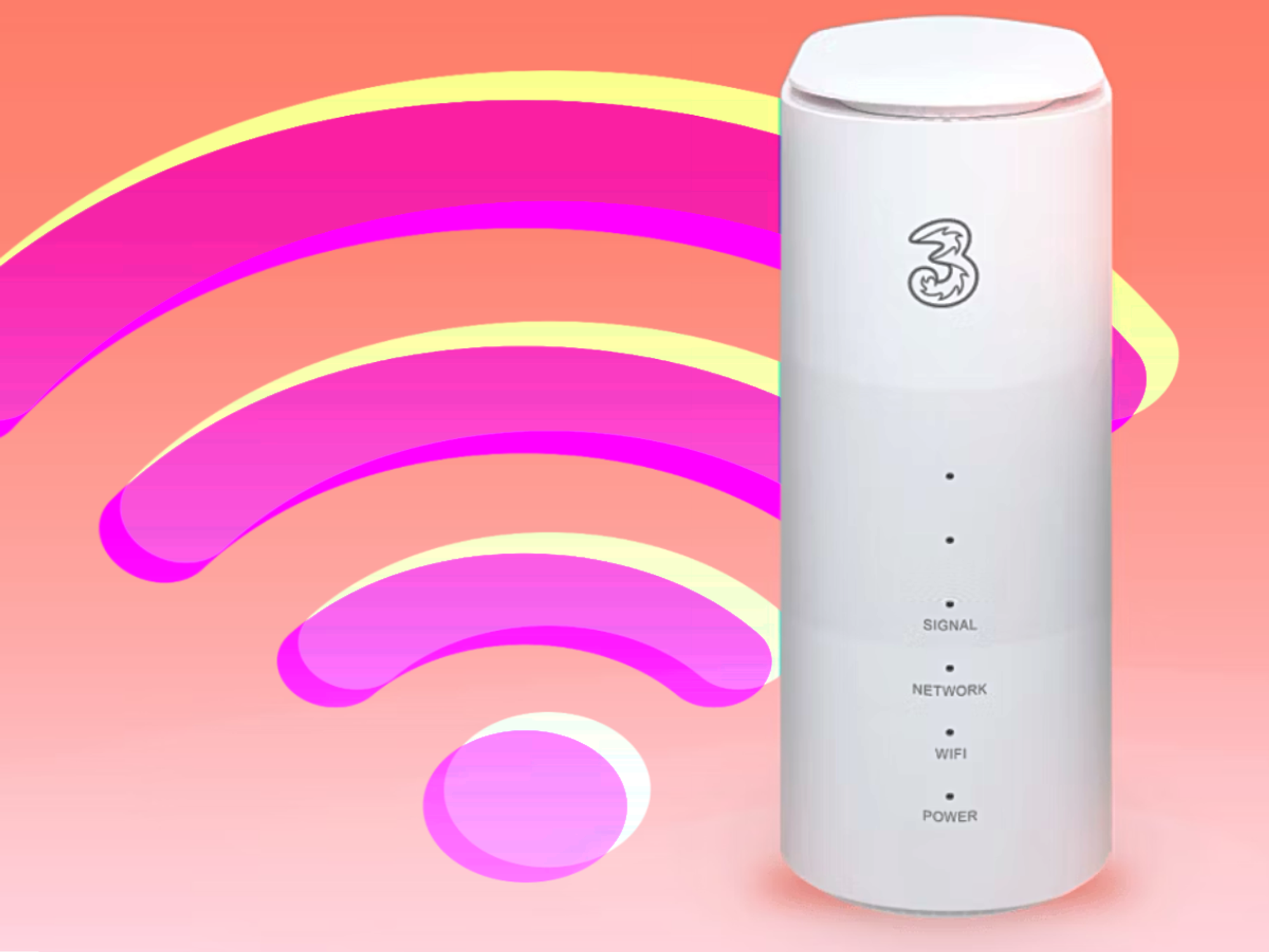 three 5g broadband router with the wifi symbol in the background