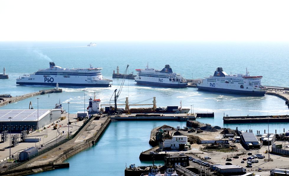 Three P&O ferries, Spirit of Britain, Pride of Canterbury and Pride of Kent moor up in the cruise terminal at the Port of Dover in Kent as the company has suspended sailings ahead of a %22major announcement%22 but insisted it is %22not going into liquidation%22. Picture date: Thursday March 17, 2022.