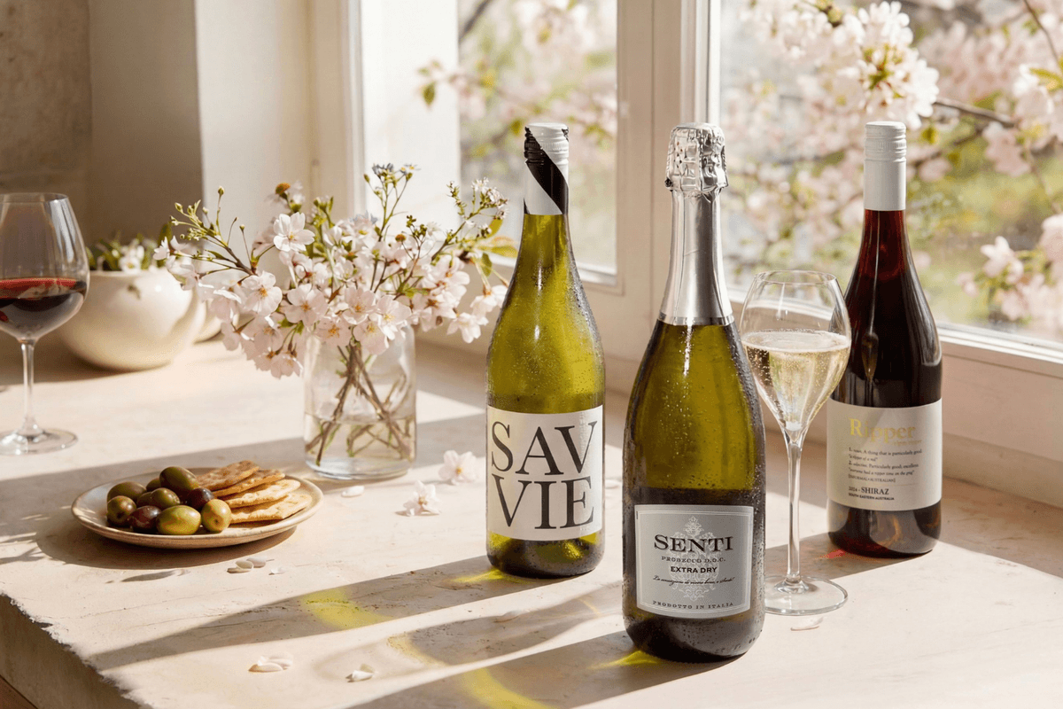 Three premium bottles of wine including a bottle of Prosecco