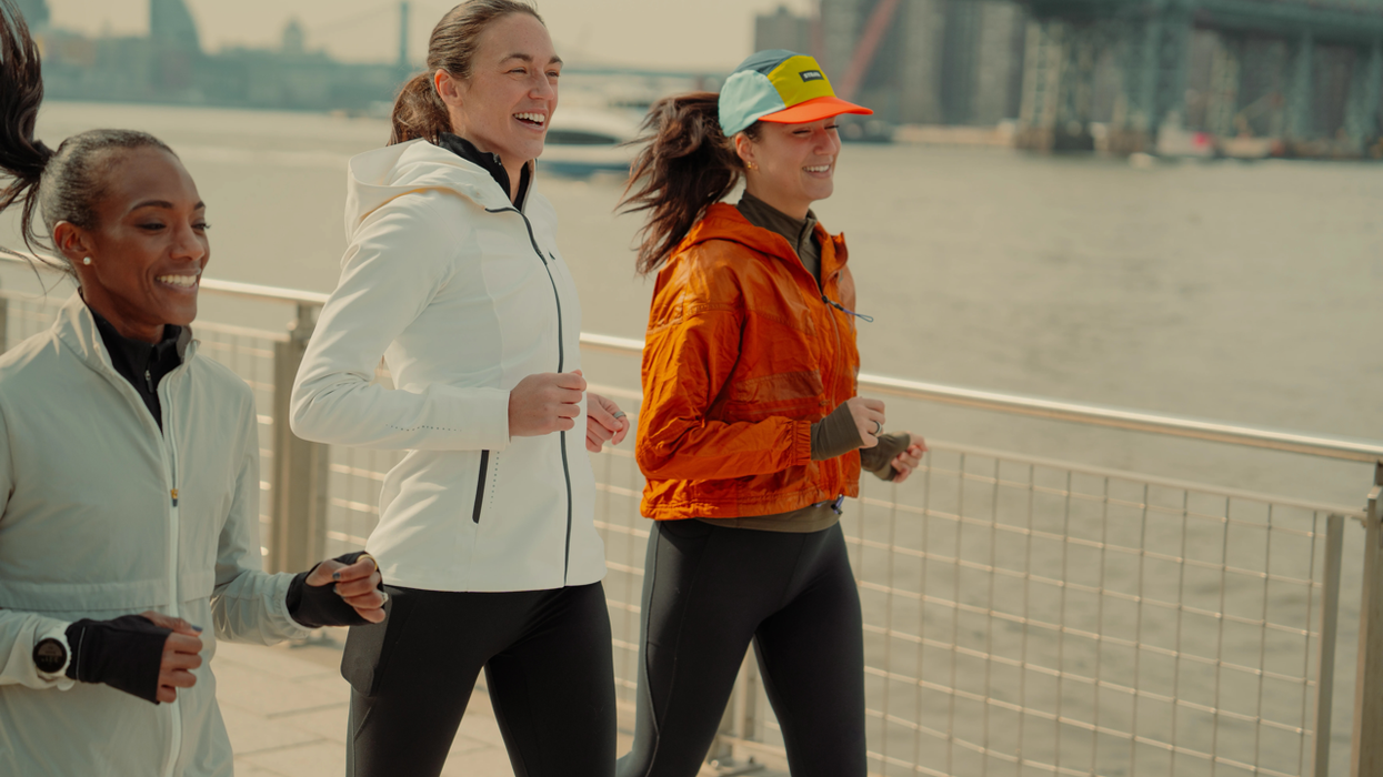 three runners pictured in new york city exercising