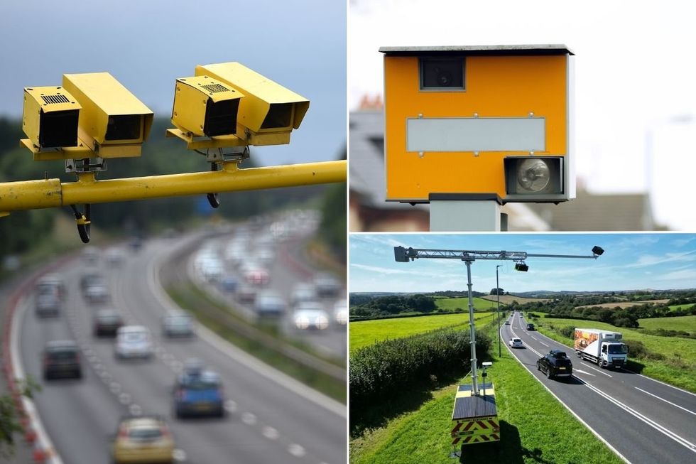 Three speed cameras positioned over various roads