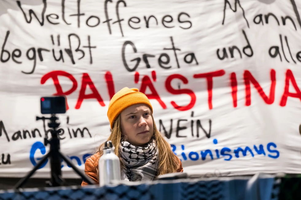 Thunberg at a Palestine rally