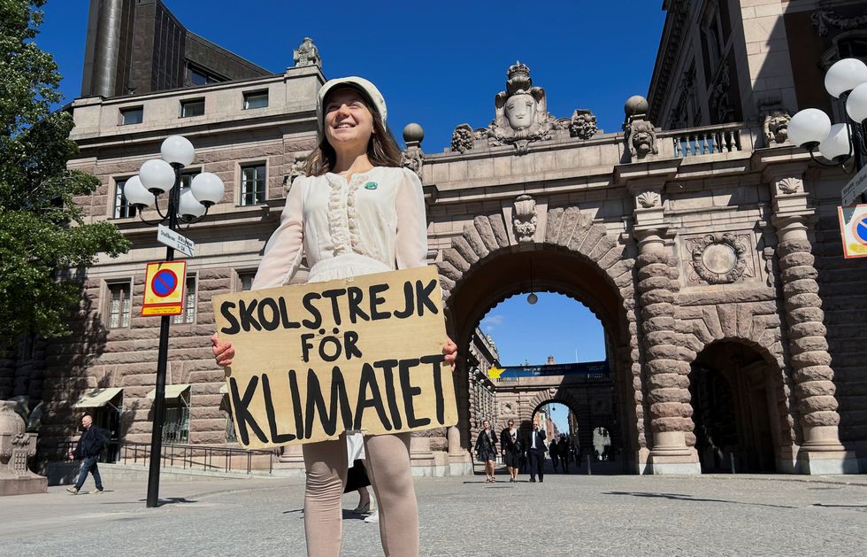 Thunberg protesting