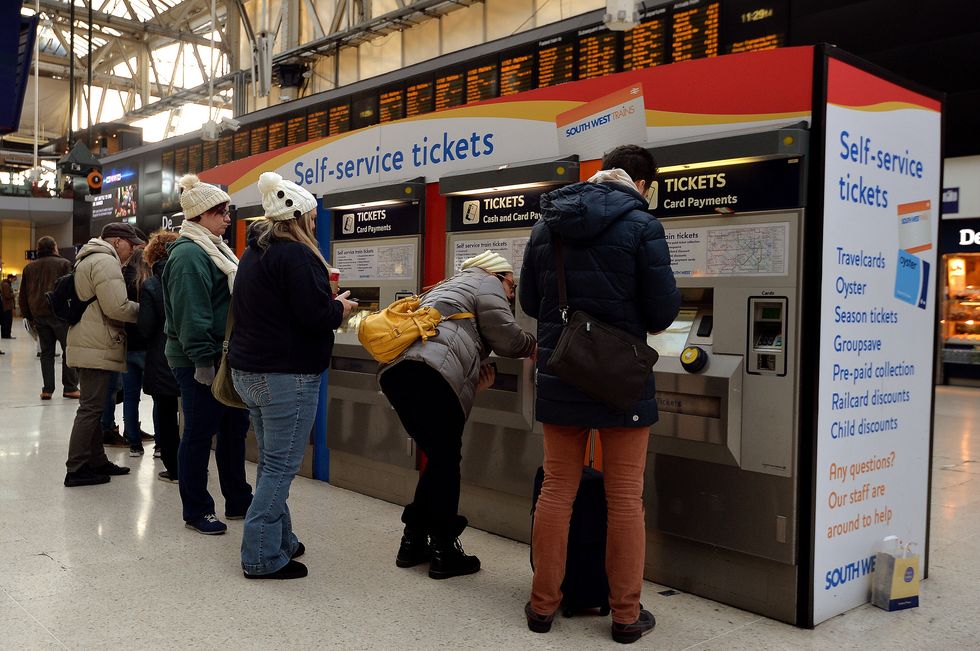 Ticket machines being used