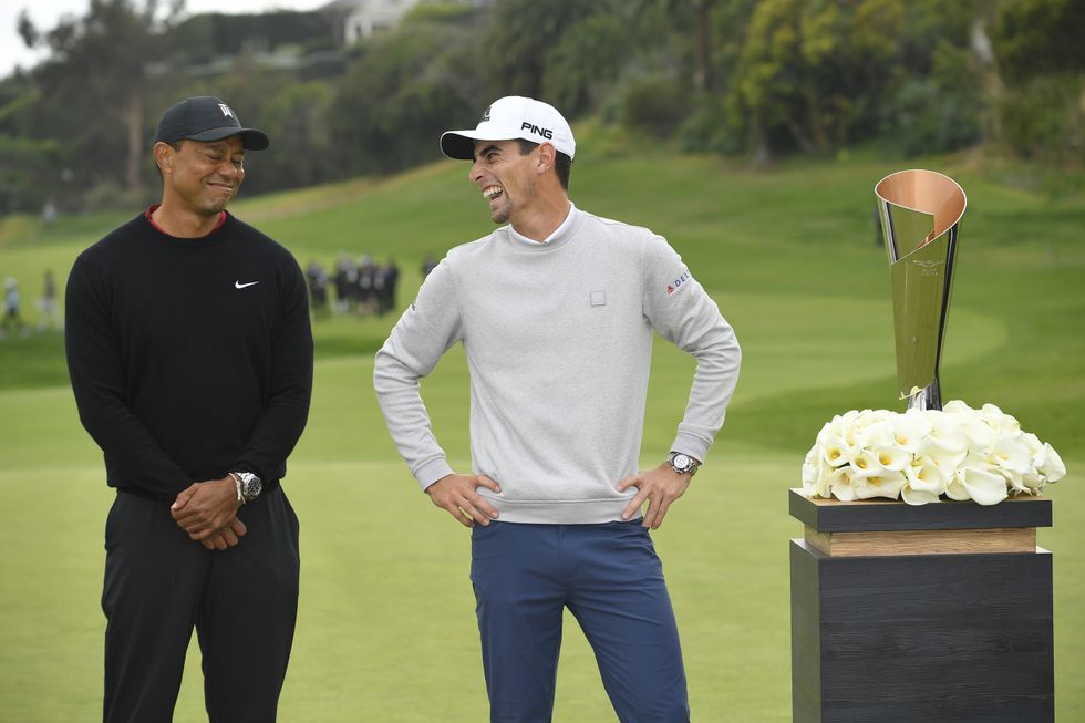 Tiger Woods usually presents the trophy as the tournament host