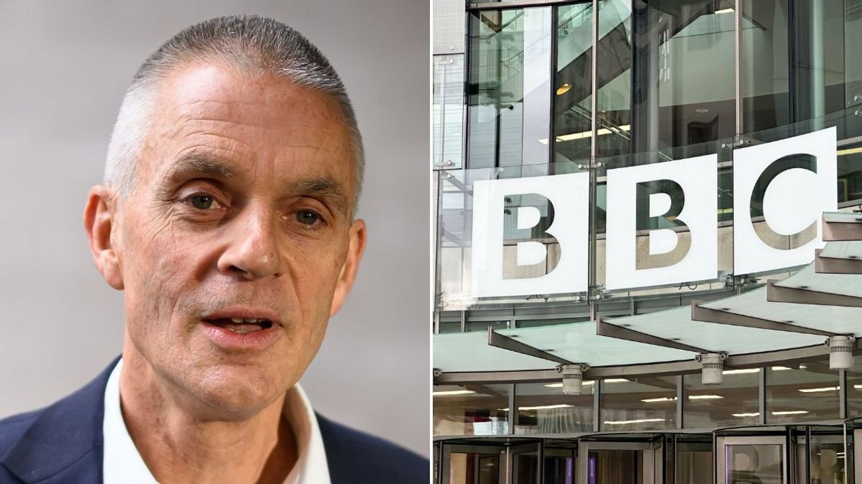 Tim Davie / BBC logo