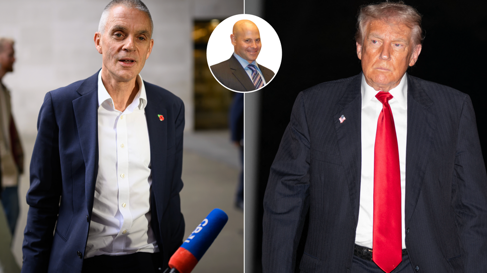 Tim Davie (left), Donald Trump (right)