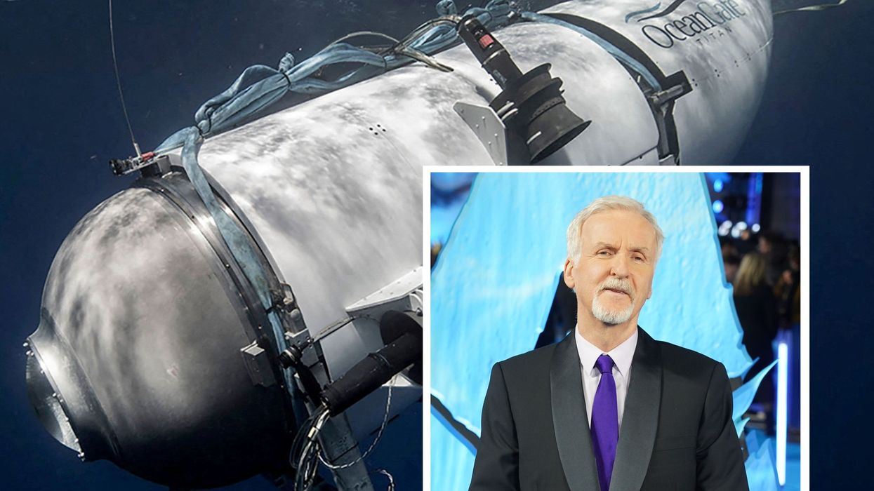 Titan sub and James Cameron inset