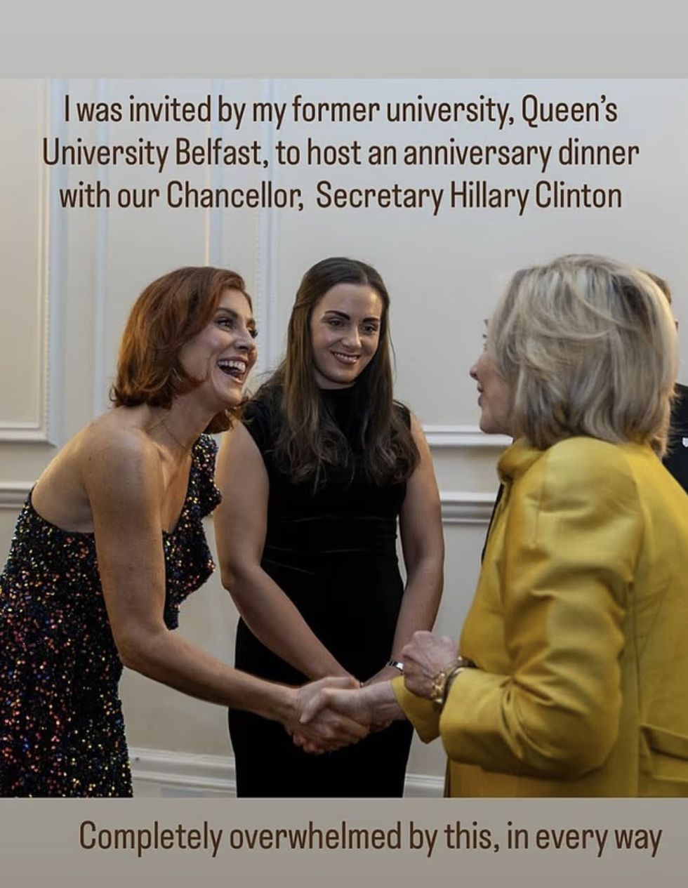 TNT Sports presenter Orla Chennaoui had met Hilary Clinton at an event hours before