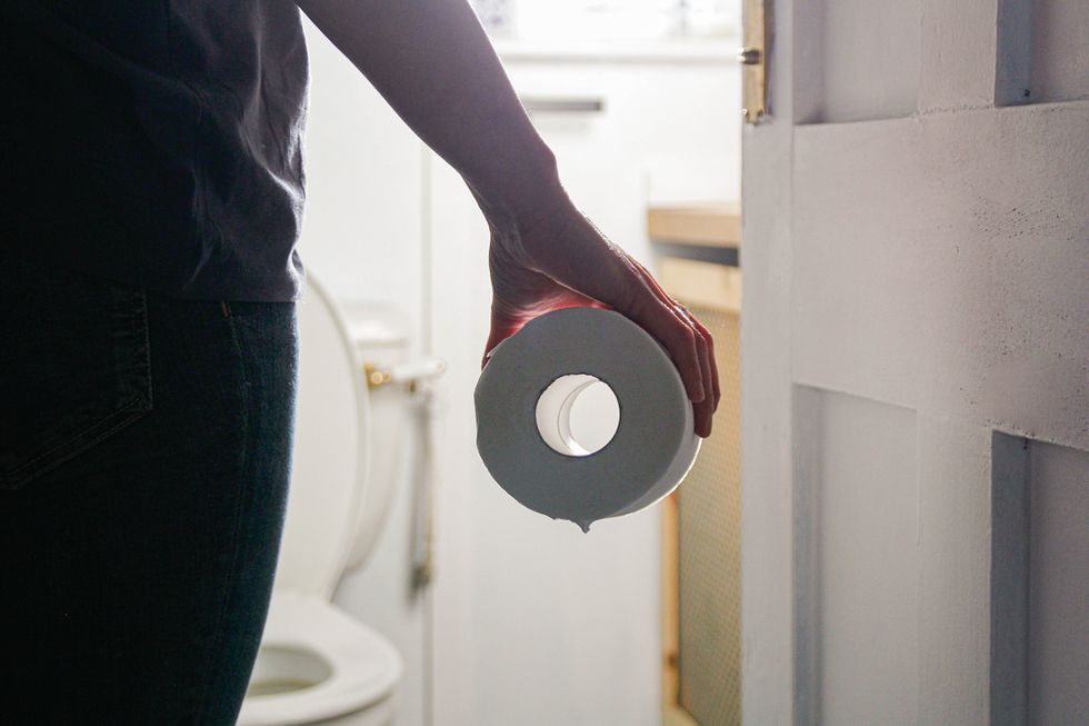 Toilet paper in hand