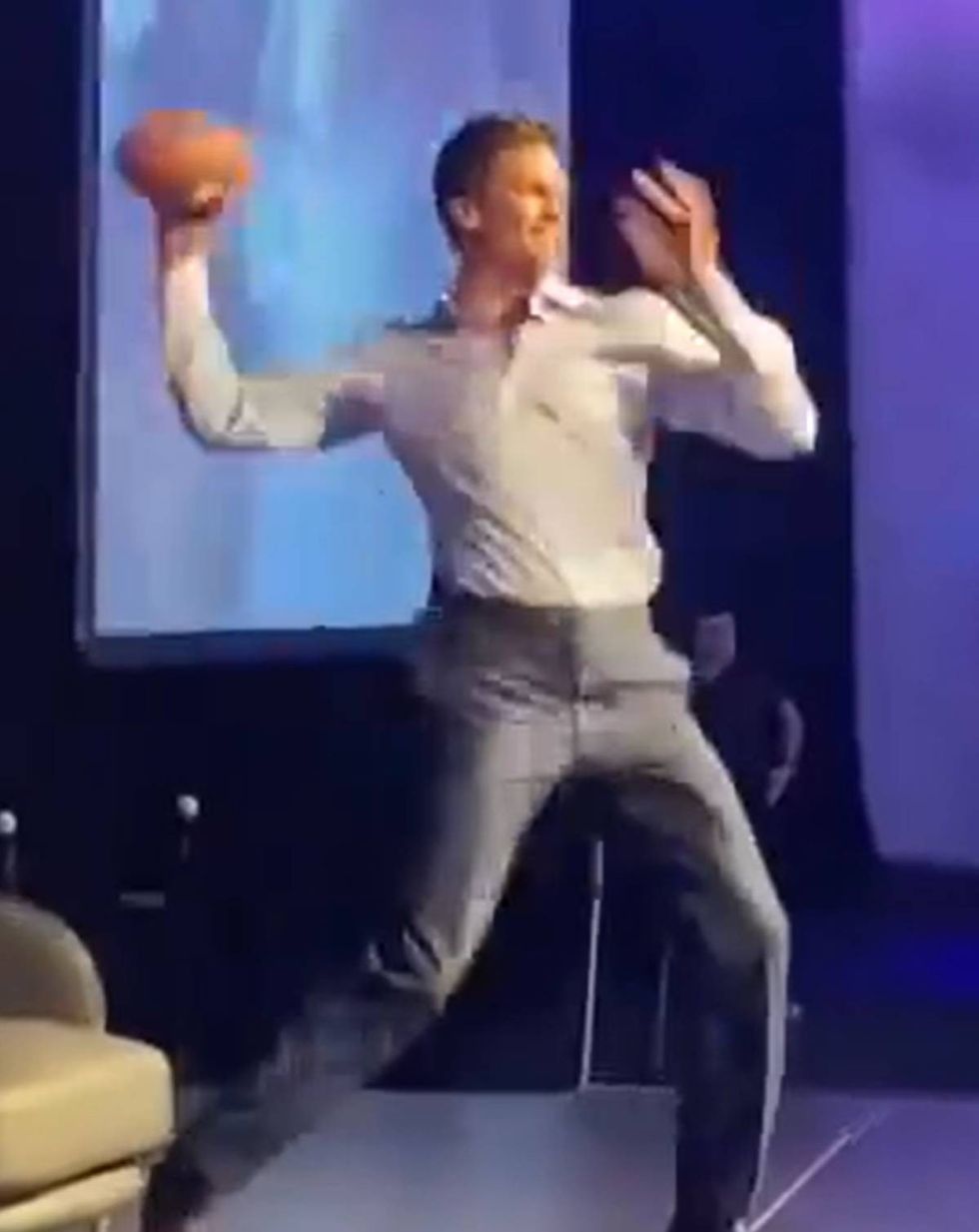 Tom Brady showed perfect form on stage