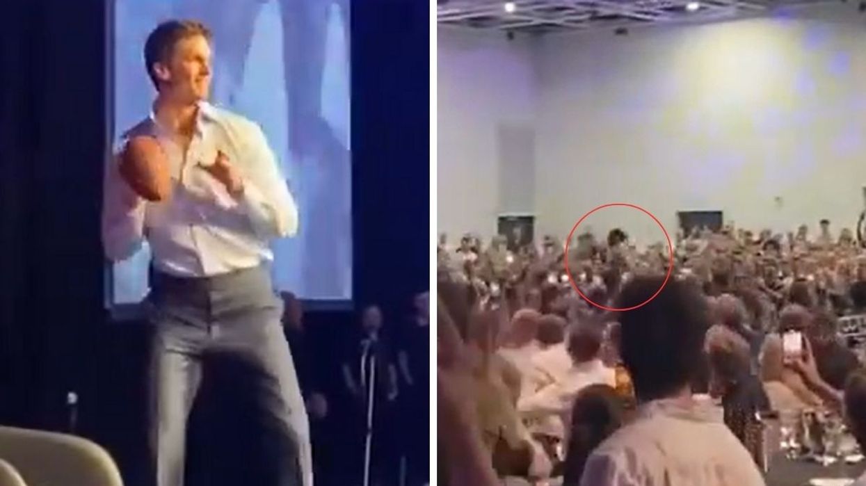 Tom Brady threw a long pass to Reece Walsh inside a hall