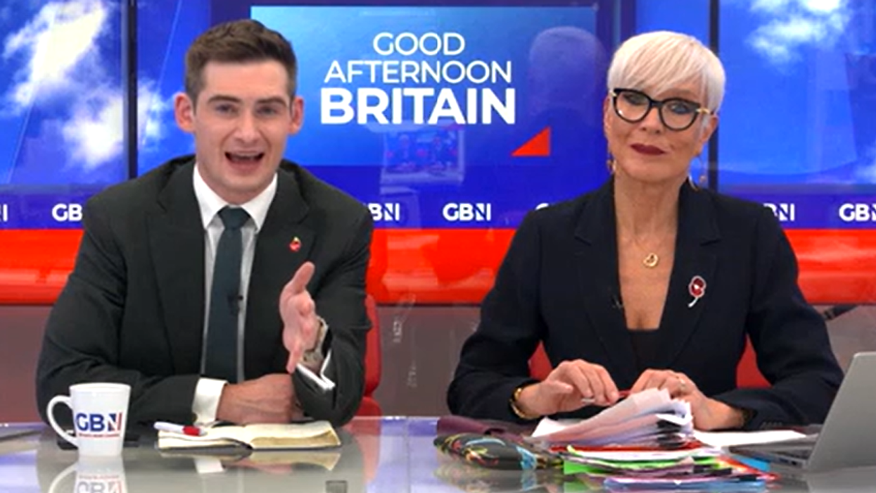 Tom Harwood and Dawn Neesom talking to political commentator Paul Connew