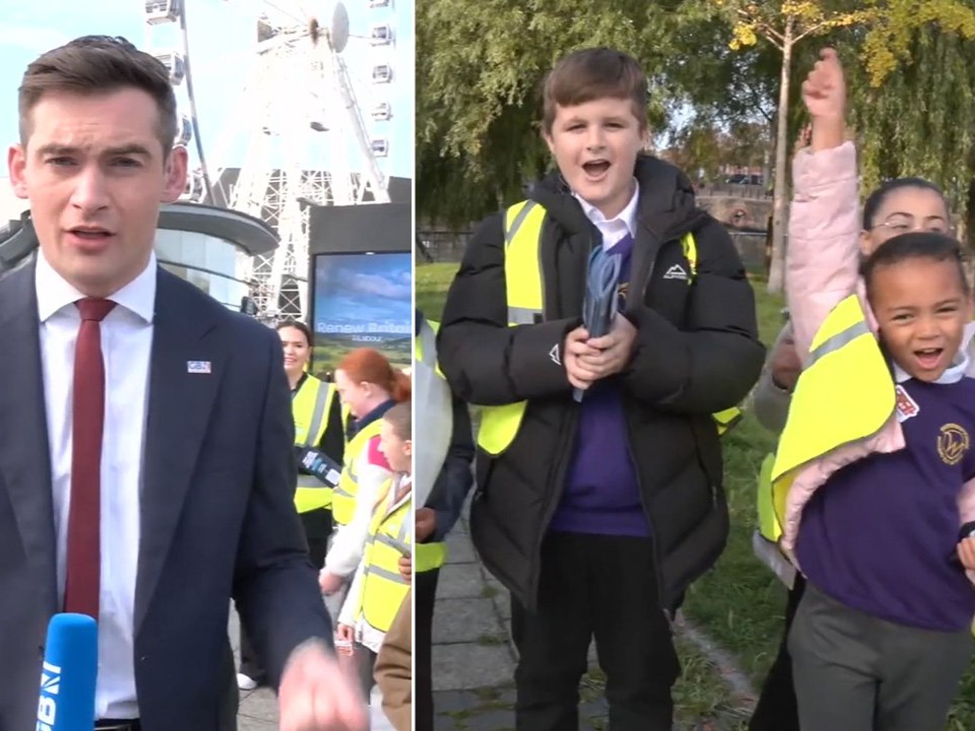 Tom Harwood, school children